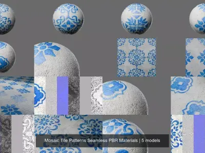 Mosaic Tile Patterns Seamless PBR Materials Texture