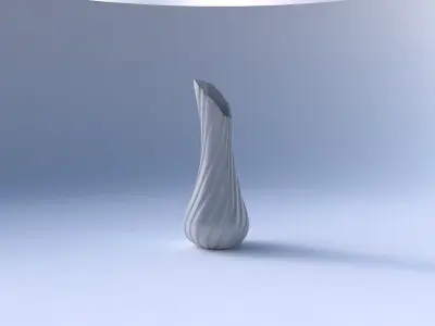 Vase top bent hexagon 2 with twisted smooth ribbons  3D print model