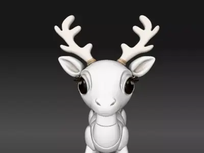 Christmas deer  Cute Articulated Holiday Reindeer 3D Print Model Low-poly 3D model