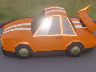 Car Lowpoly orange toy on table 3D print model