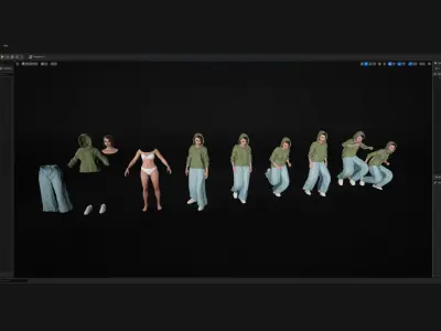 Woman - Casual Outfit 9 - Modular - Rigged Low-poly 3D model