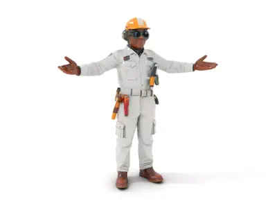 Engineer Character Model Rigged and Animated Low-poly 3D model