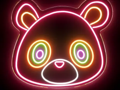 Bear Neon Sign 3D model