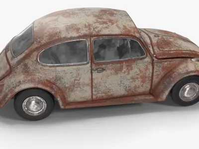 Volkswagen fusca Rusty 3D model