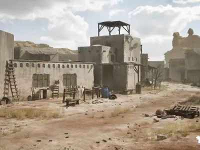 Afghan Village Environment Low-poly 3D model