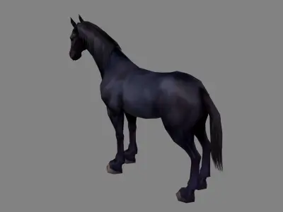 A black horse Low-poly 3D model