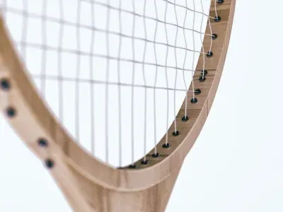 Badminton wooden tennis racket 3D model