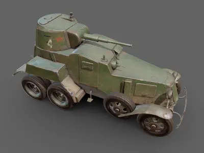 BA-10 armored car Low-poly 3D model