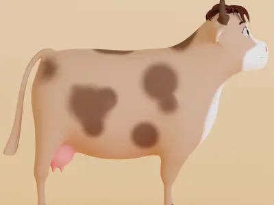 3D CARTOON COW MODEL Farm-animals Low-poly 3D model