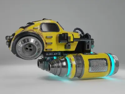 Sci-fi flying car Low-poly 3D model