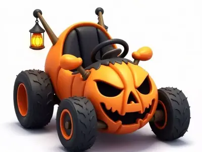 Spooky Halloween Pumpkin Go-Kart 3D Model Low-poly 3D model