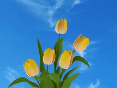 Yellow tulips bouquet in a vase 3D model