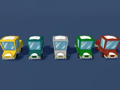 Lowpoly cartoony cars Low-poly 3D model