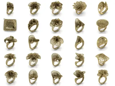 Collections 50 pcs Ultra Vision Ring Jewelry 3D print model