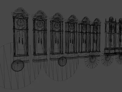 Clocks collection wall clock with roman numerals Low-poly 3D model