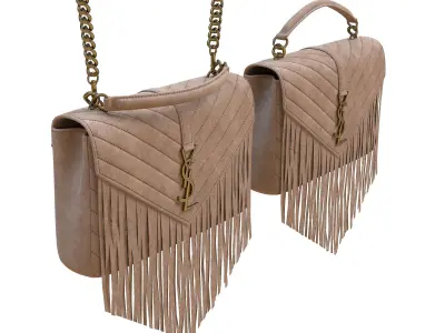 YSL Saint Laurent College Medium Chain Bag Fringed Suede Low-poly 3D model