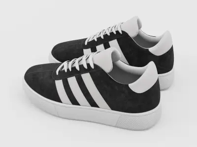 Sneakers Adidas Gazelle Style - Generic Shoes Black Low-poly 3D model