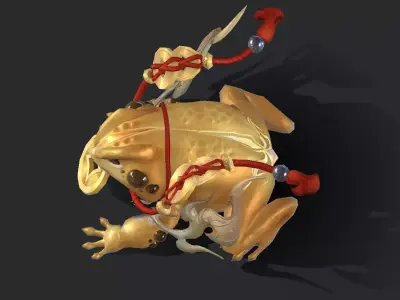 Golden Toad Lucky Low-poly 3D model