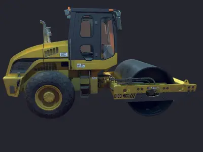asphalt roller Low-poly 3D model from CGTrader