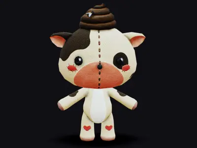 Soft White Bear Toy Rigged Skinned Cuddly Fluffy Plush  Low-poly 3D model