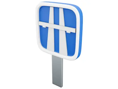  3d motorway sign  cartoon icon 3D model