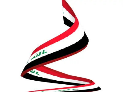  Iraqi flag on double Helical structure 3D model