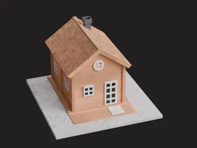 Cute Cartoon Small Wood House 03 3D model