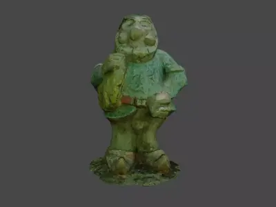 Old stone gnome Low-poly 3D model