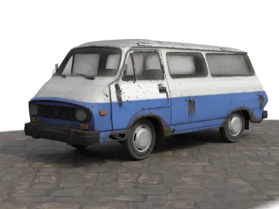 Detailed low poly van Low-poly 3D model