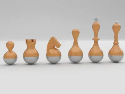 Wobble chess set 3D model