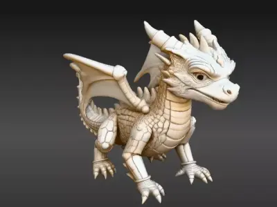 Mini Articulated Baby Dragon Fantasy Toy 3D Model  Printable Low-poly 3D model