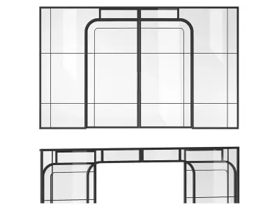 Sliding partition made of metal and glass 3D model