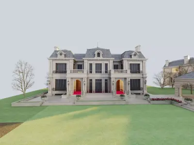 Luxury castle manor 3D model Low-poly 3D model