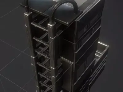 Modular Sci-Fi Ladders Basic Version Low-poly 3D model