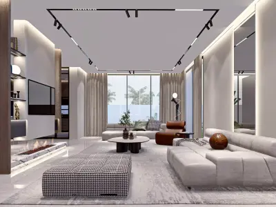  Living Room kitchen  Sketch up File  3D model