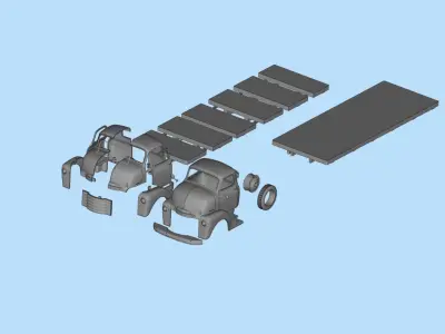 STL files Hauler Cab Over Engine longbed flatbed truck COE 3D print model