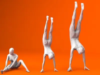 6 Training Lowpoly People Minimalist Low-poly 3D model