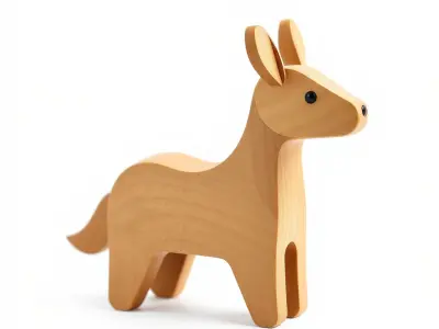 Wooden Animal Model Pack for Games and Animation Low-poly 3D model