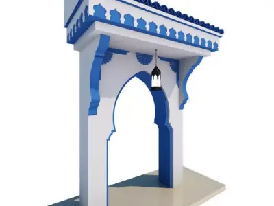 Traditional Moroccan Door Chefchaouen City 3D model
