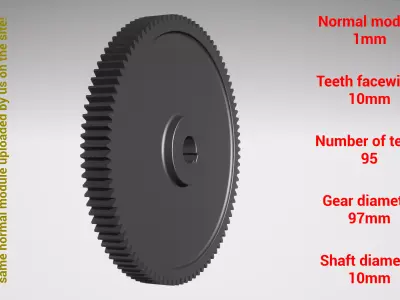 Cylindrical gear - paired - z95 m1 D97 d10 3D print model