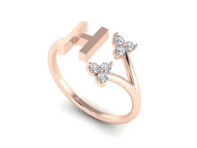 Jewelry Alphabet Ring H with Diamonds  3D print model