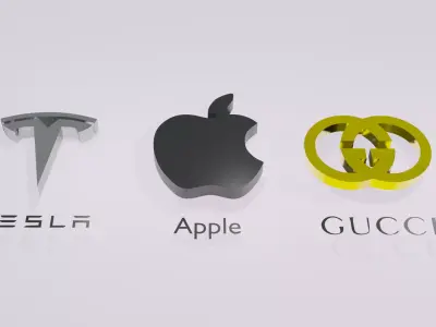 logo Tesla Apple Gucci 3D model