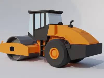 Low Poly Road Roller Low-poly 3D model
