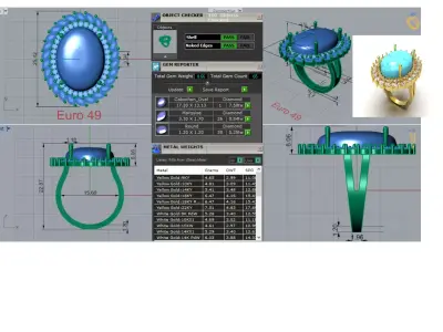 Luxury Turquoise Gemstone Ring Model jr00245 3D print model