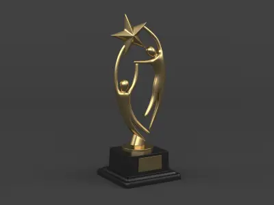 Gold Trophy Cups 3D model 23