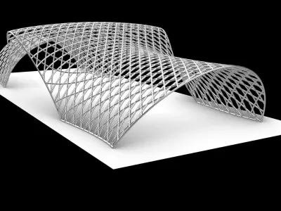Pavilion Triangulated Wireframe Architecture Parametric v5 3D model