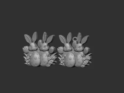two rabbit with easter egg decor  3D print model
