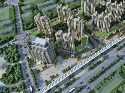 Light-Luxury Residential High-Rise Community 3D model