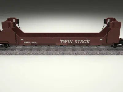 Brown Train Well Car 3D model