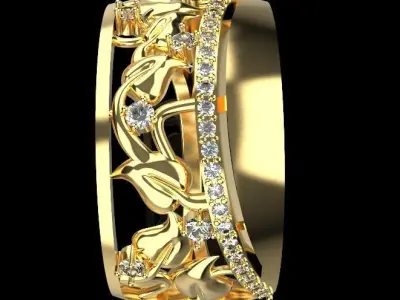 beautiful ring with leaves 3D print model